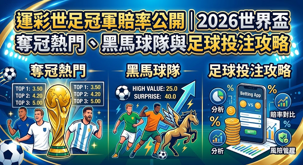 運彩世足冠軍賠率公開｜2026世界盃奪冠熱門、黑馬球隊與足球投注攻略