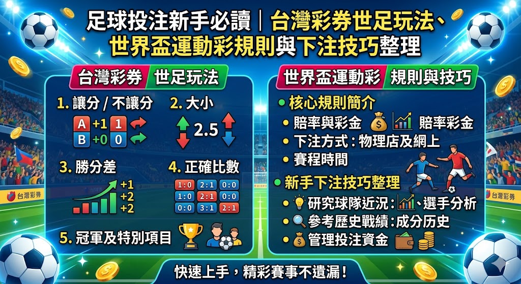 足球投注新手必讀｜台灣彩券世足玩法、世界盃運動彩規則與下注技巧整理